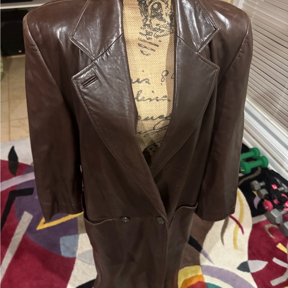 Vintage Perry Ellis Dark Brown lamb Leather Jacket sz 10 from Saks 5th Avenue - Picture 2 of 13